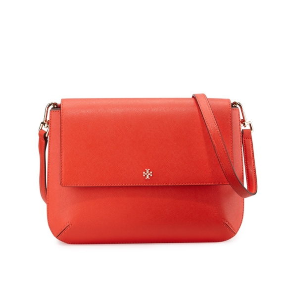 Tory Burch Robinson Leather Messenger Bag Poppy
